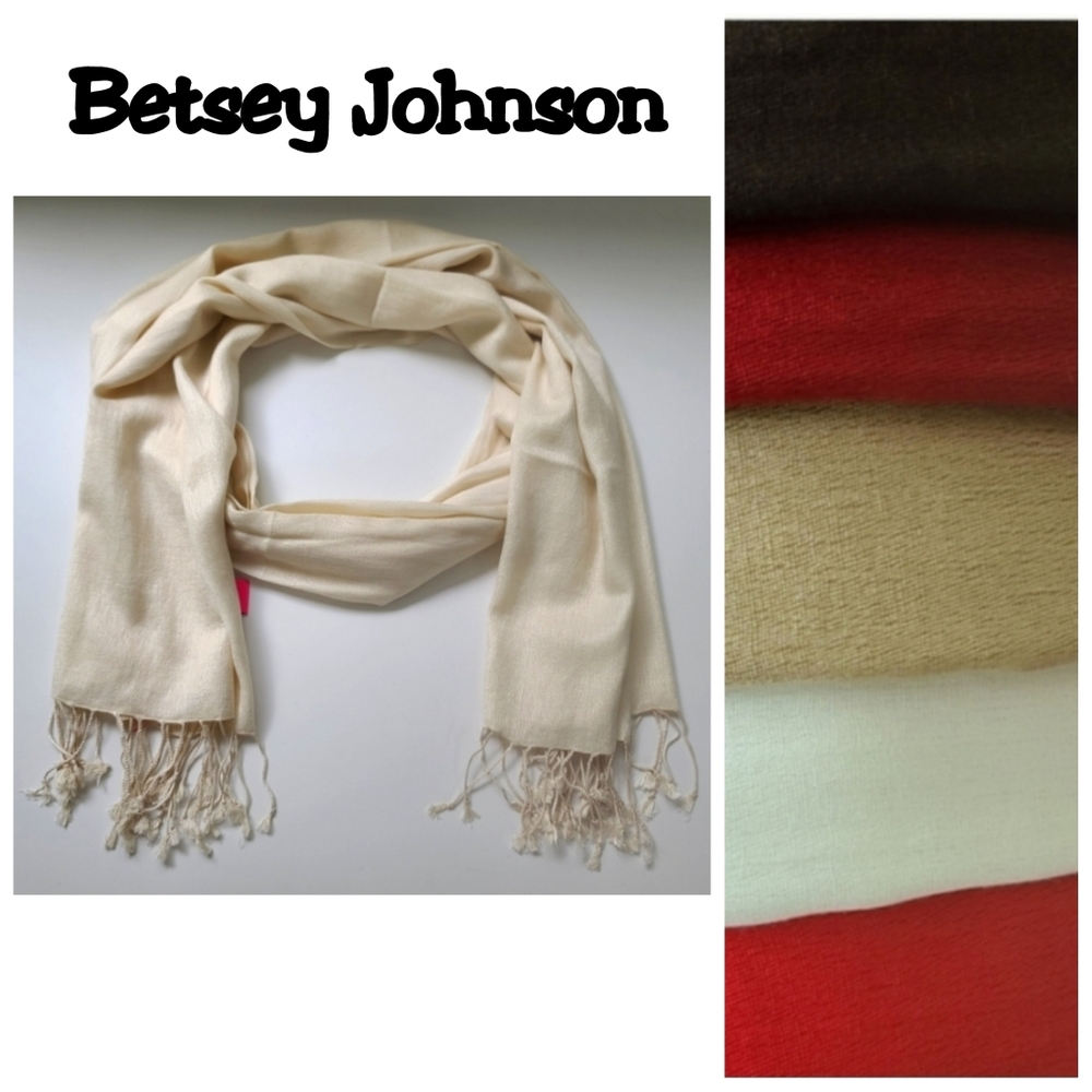 🔴SOLD🔴Betsey Johnson Cashmere Silk Pashima Scarf Oversized Wrap Tassels NWT